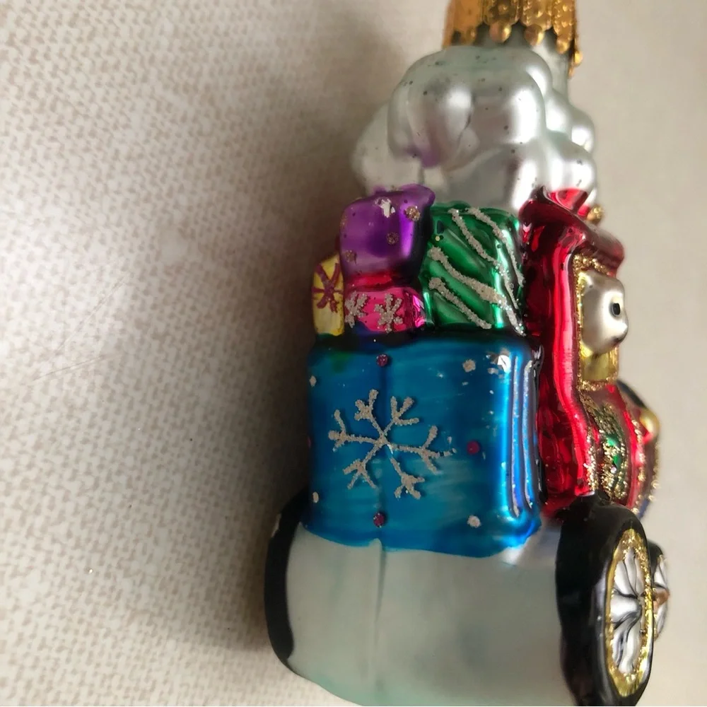 Vintage‎ Glass Santa Engine Train Christmas Ornament